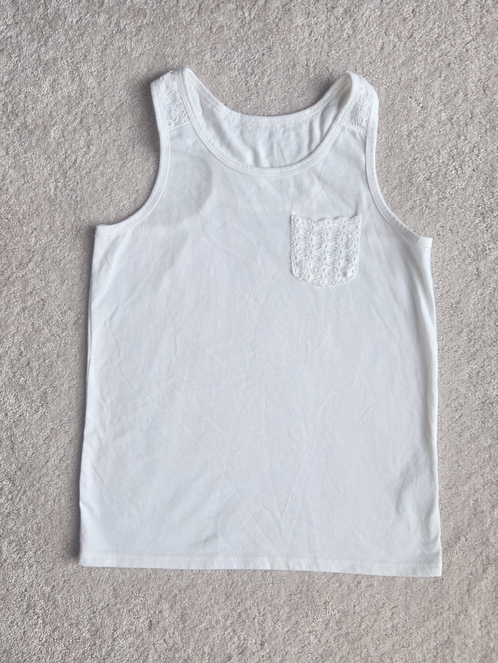 OshKosh B'gosh White Lace Pocket Tank Top